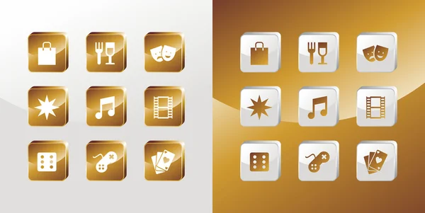 Underhållning guld ikoner set — Stock vektor