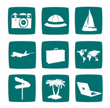 Tourist items icon set clipart