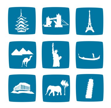 turistik yerler Icons set