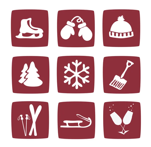 Winter en sneeuw icons set Stockfoto