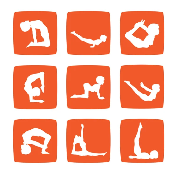 Pictogrammen instellen van yoga houdingen Rechtenvrije Stockafbeeldingen