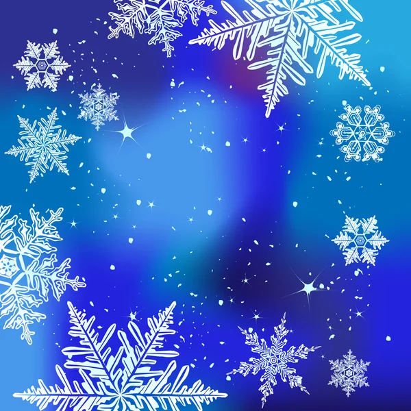 Zimní pozadí, sněhové vločky - vektorové ilustrace — Stockový vektor