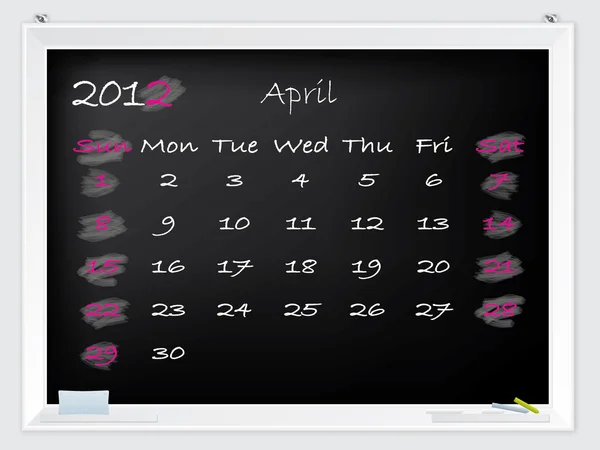 Calendario di aprile 2012 — Vettoriale Stock