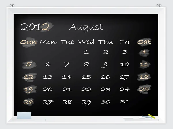 Calendario di agosto 2012 — Vettoriale Stock