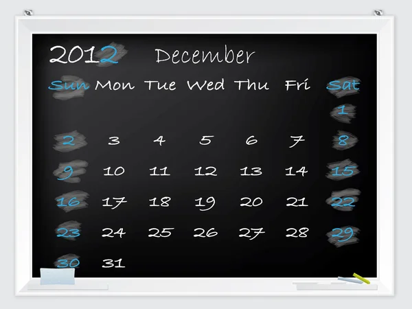 2012 ημερολόγιο Δεκεμβρίου — Διανυσματικό Αρχείο