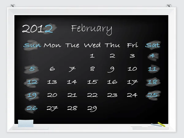 2012 Calendário de fevereiro — Vetor de Stock