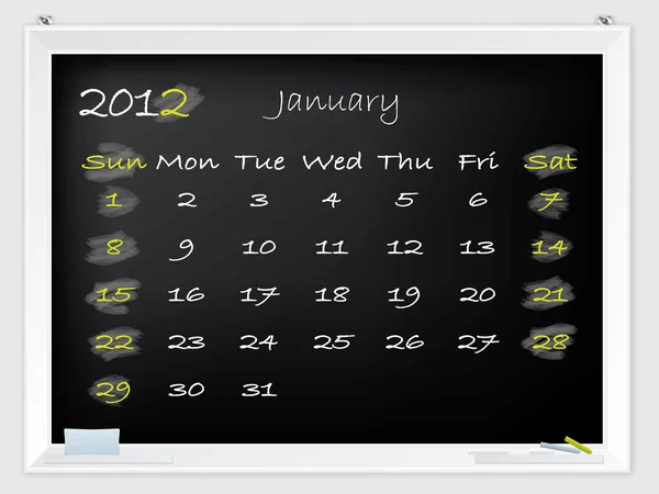 Calendario di gennaio 2012 — Vettoriale Stock