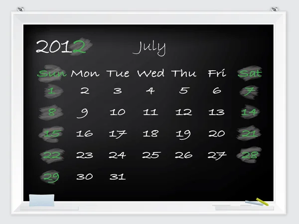 2012 Julho Calendário — Vetor de Stock