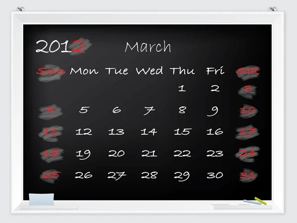 Calendrier de mars 2012 — Image vectorielle