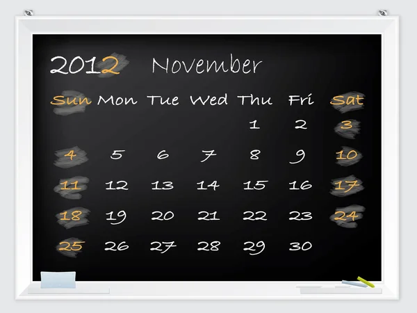Calendrier de novembre 2012 — Image vectorielle