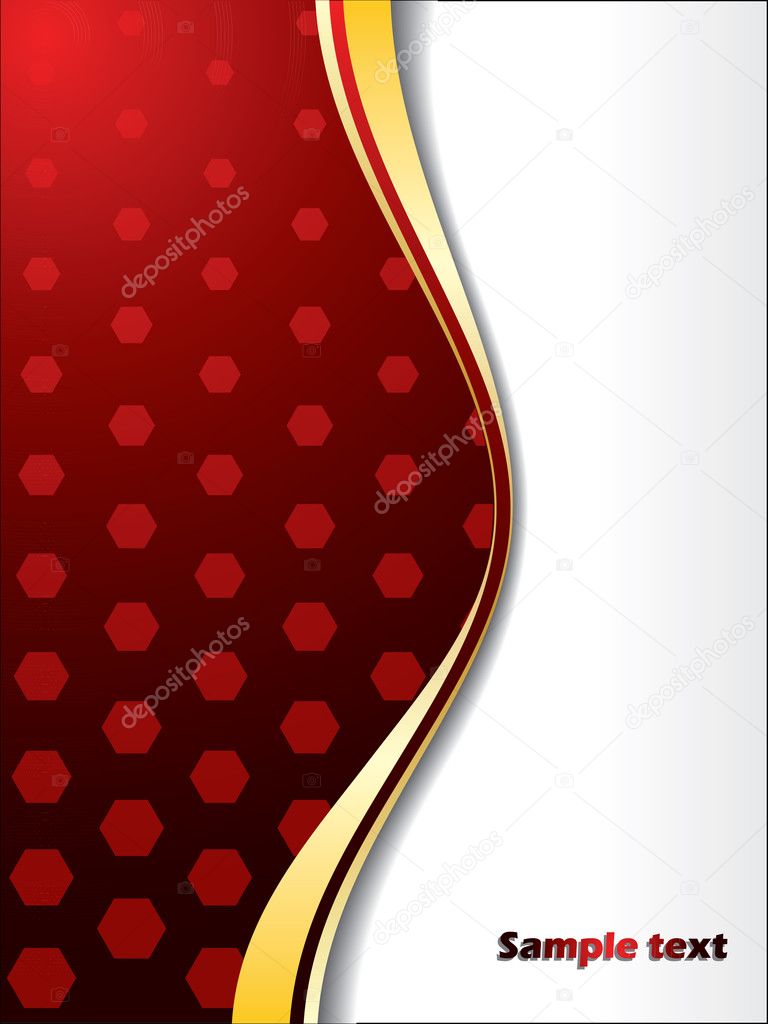 Red background with hexagons