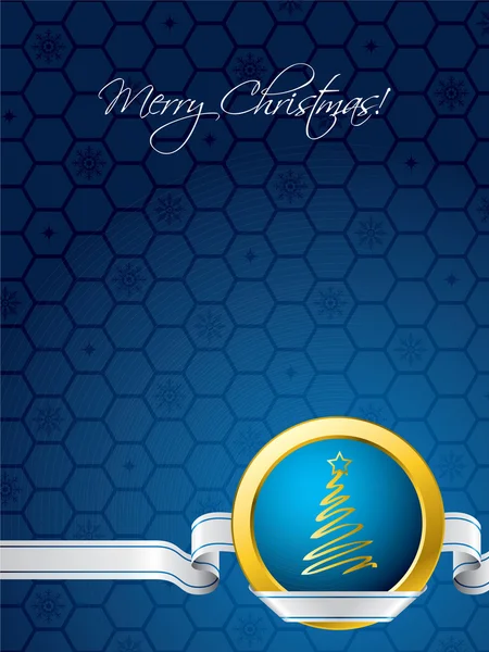 Cartão de Natal azul com fita branca — Vetor de Stock