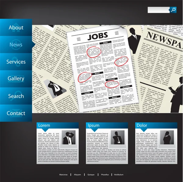 News conception de modèle de site Web — Image vectorielle