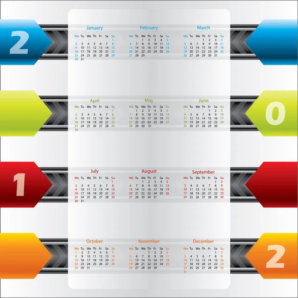 Projekt kalendarza 2012 strzałka — Wektor stockowy