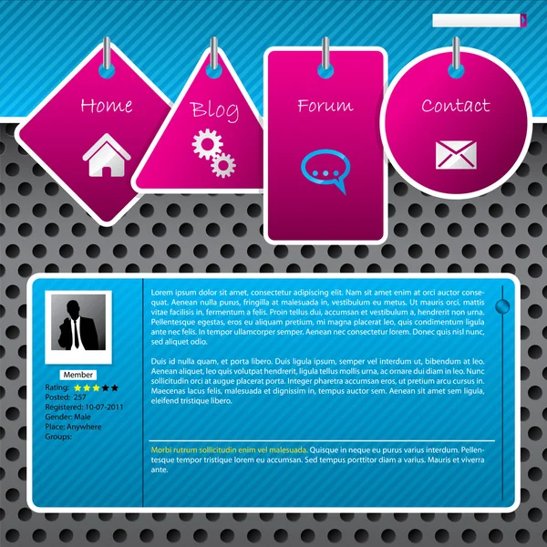 Website-Template-Design mit gepunktetem Hintergrund — Stockvektor