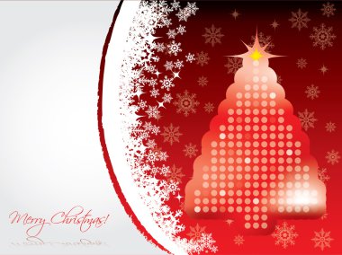 Snowing christmas card with dotted tree clipart