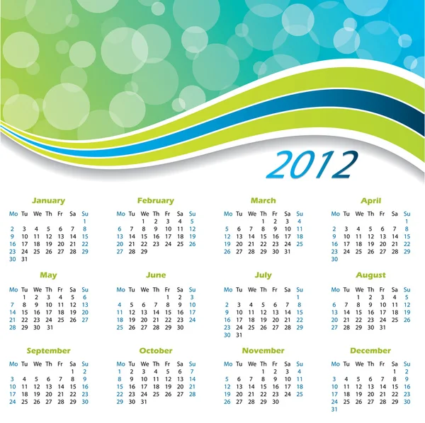 2012 calendário onda — Vetor de Stock