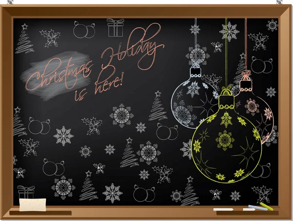 Kerst vakantie schoolbord ontwerp — Stockvector