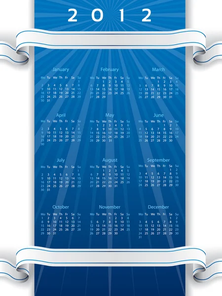 Ленточный календарь 2012 года — стоковый вектор