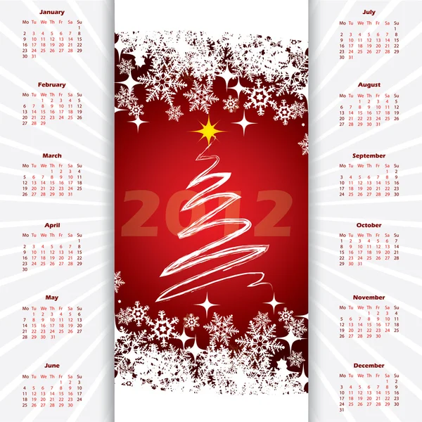 2012 年クリスマス カレンダー — ストックベクタ