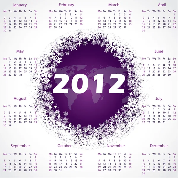 Calendrier mondial 2012 design — Image vectorielle