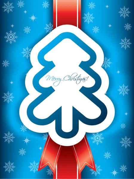 Christmas greeting card with red ribbon — Stock Vector