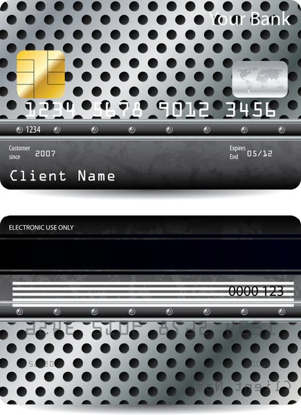 Design della carta di credito con sfondo in metallo — Vettoriale Stock