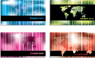 Abstract business card designs with stripes clipart