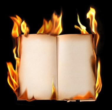 Burning old book. clipart