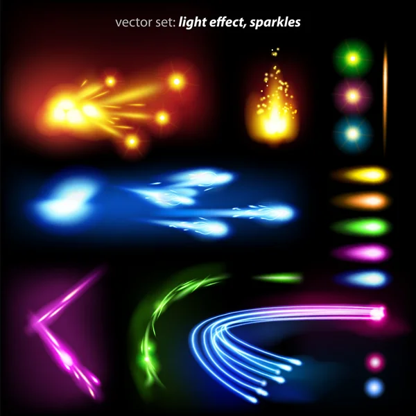 Ensemble vectoriel : effet de lumière, scintille — Image vectorielle