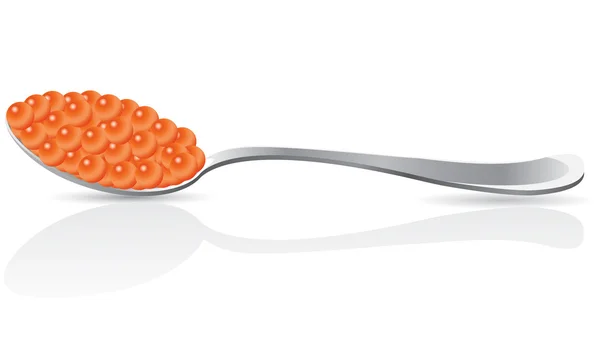 Caviar rojo en cuchara —  Fotos de Stock