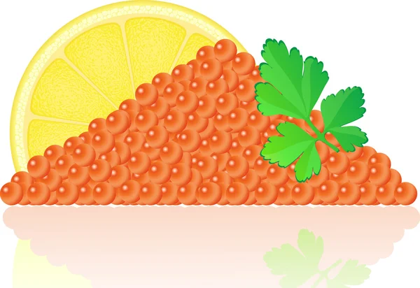 Červený kaviár s citrónem a petrželkou — Stock fotografie