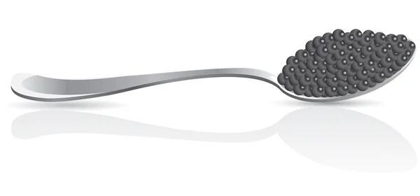 Schwarzer Kaviar im Löffel — Stockfoto