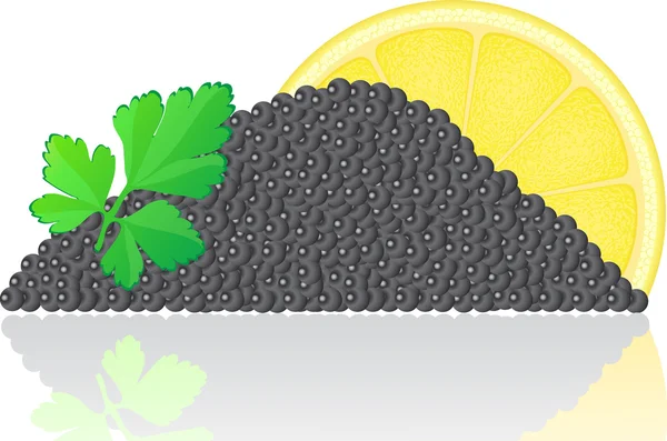 Limonlu ve maydanozlu siyah havyar — Stok fotoğraf