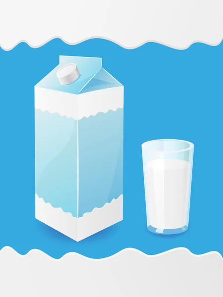 Melk is in een pakket en glas — Stockfoto