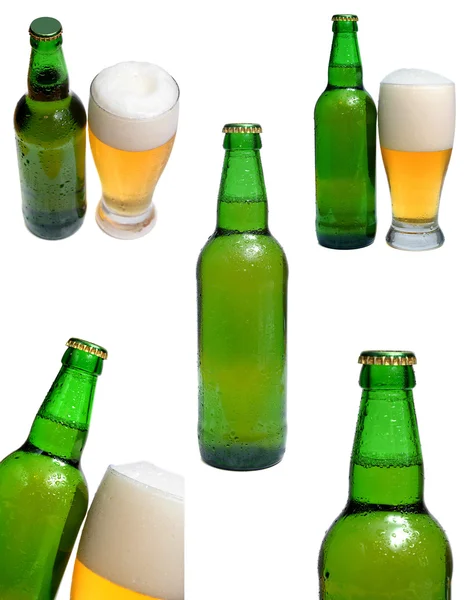 Öl är i en flaska och glas — Stockfoto