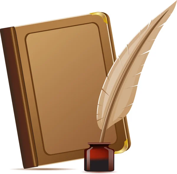 Βιβλίο και φτερό με μελάνια — Διανυσματικό Αρχείο