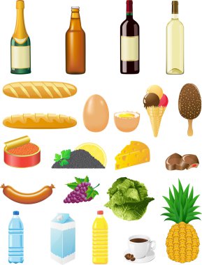 Set icons of foods clipart