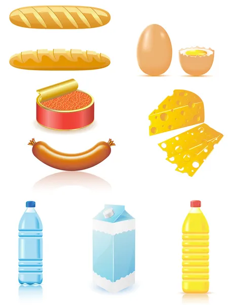 Uppsättning ikoner av livsmedel — Stock vektor