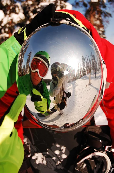 Snowboarders reflectie — Stockfoto