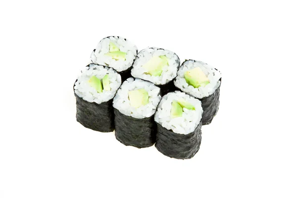 Rolos de sushi Maki com abacate isolado — Fotografia de Stock