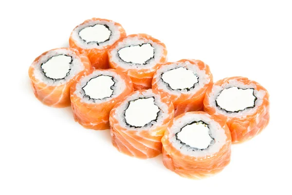 Lazackaviáros sushi tekercs, a lazac és a sajt philadelphia — Stock Fotó