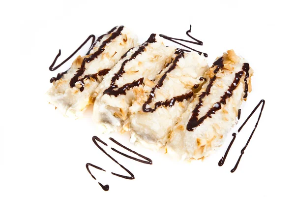 stock image Dessert maki sushi roll with banana and coconut