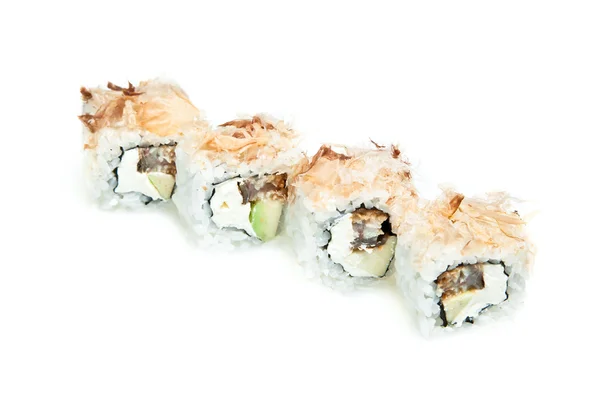 Yılan balığı, ton balığı ve avokado ile Maki sushi rulo — Stok fotoğraf