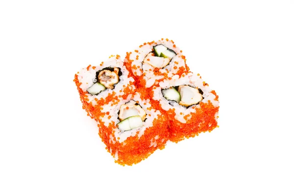 Maki-Sushi-Rolle mit Krabbenfleisch und Gurken — Stockfoto
