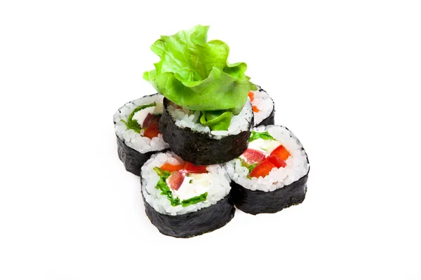 Rotoli di sushi Maki con insalata greca — Foto Stock