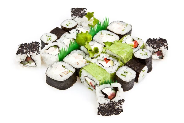 Sushi set - Different types of maki sushi and rolls — Stock Photo, Image
