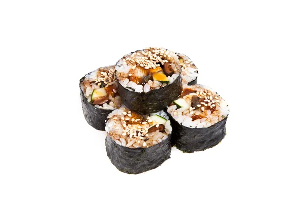 Maki sushi roll yılan balığı ve shiitake mantar ile — Stok fotoğraf