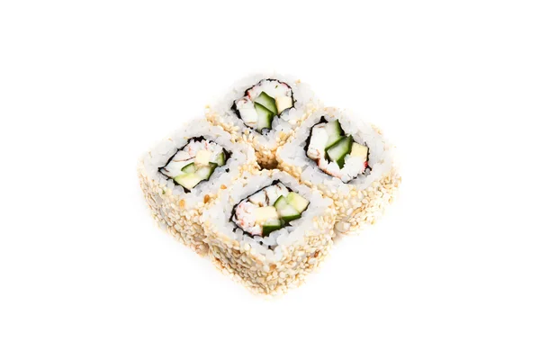 Maki sushi roll met krabvlees en omelet — Stockfoto