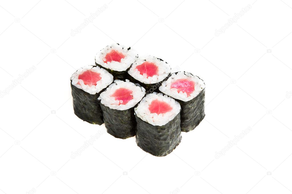 Close-up of maki sushi rolls with tuna
